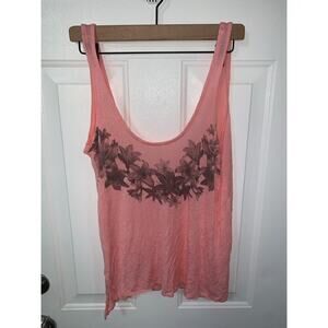Tokyo Darling Coral Pink Floral Print Womens Tank Top Size S